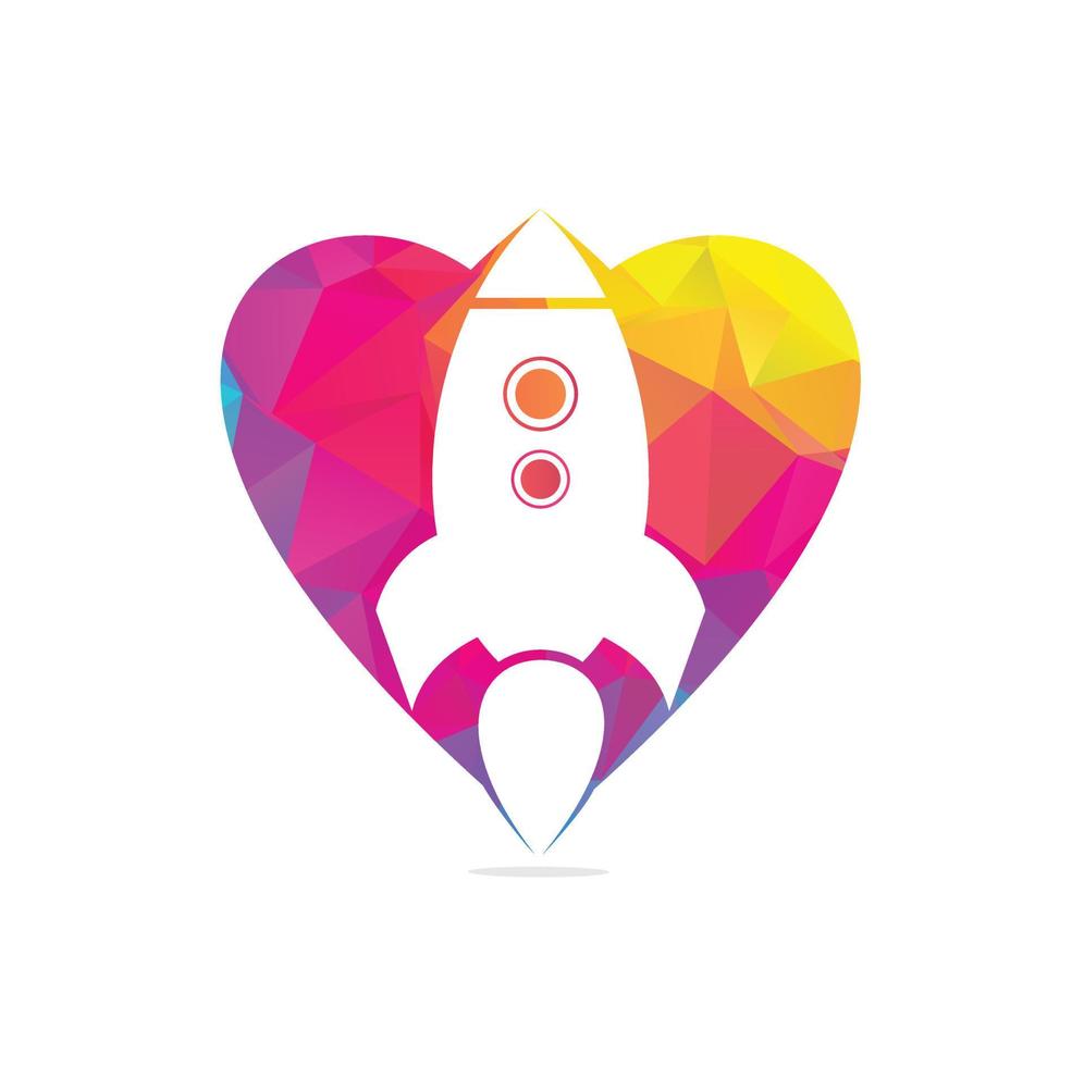 Rocket and heart Logo Vector. Rocket Logo. Minimalist Rocket. vector