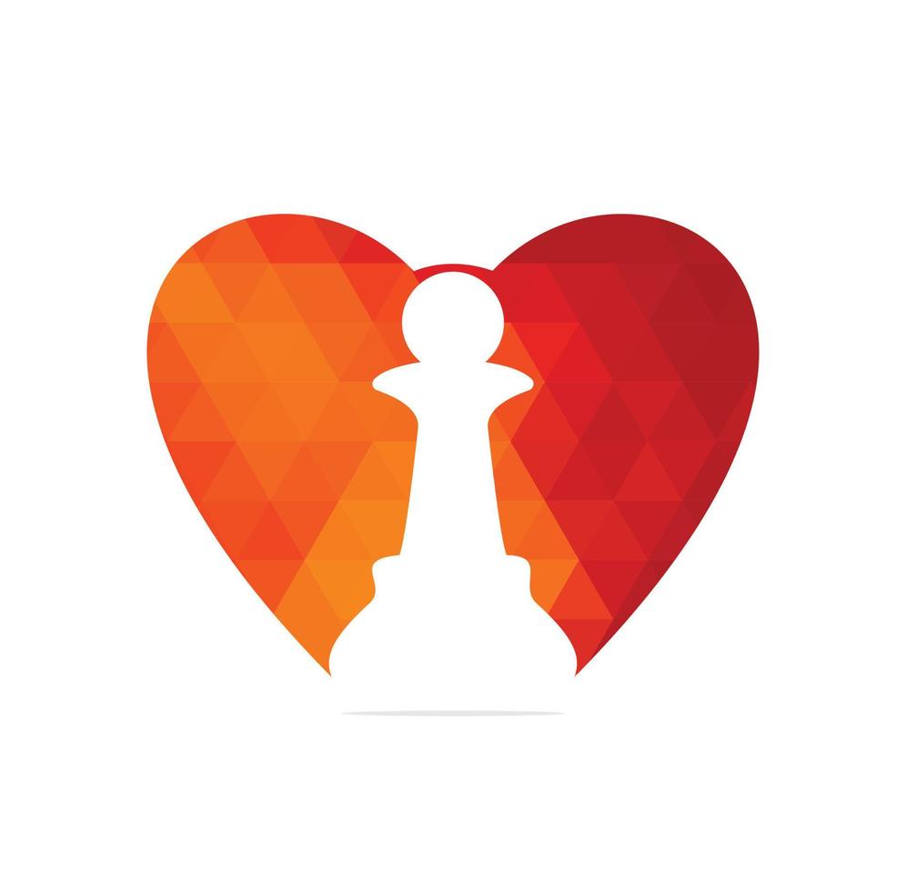 Chess heart shape logo design vector image