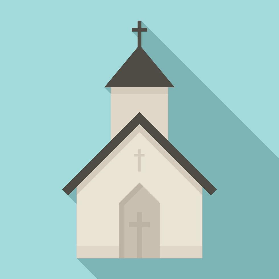 Rural church icon, flat style vector