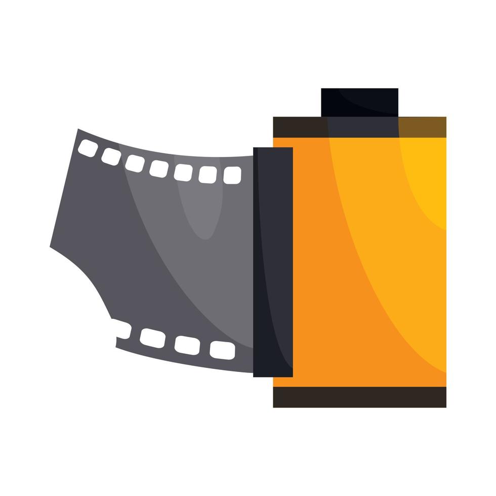 Camera film roll icon, cartoon style vector