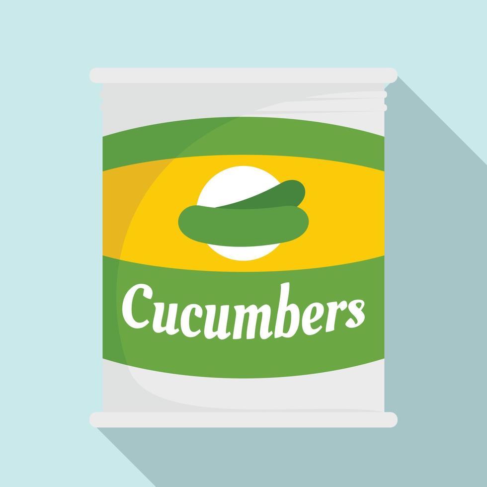 Cucumbers tin can icon, flat style vector