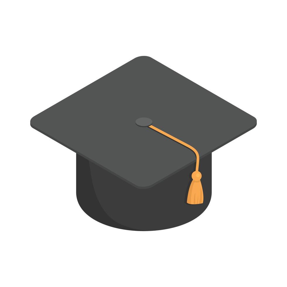 Graduate school black cap icon, isometric style vector