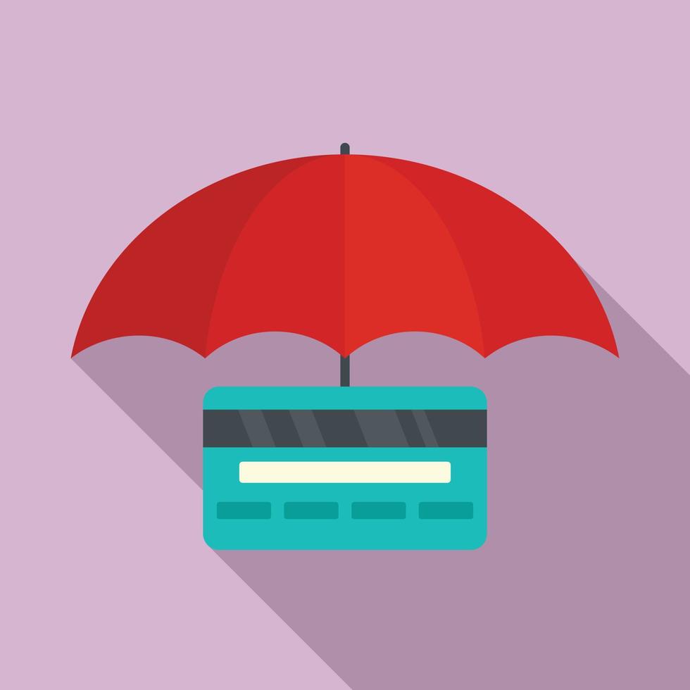Protected credit card icon, flat style vector