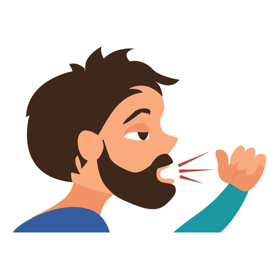 Persistent cough icon, cartoon style vector