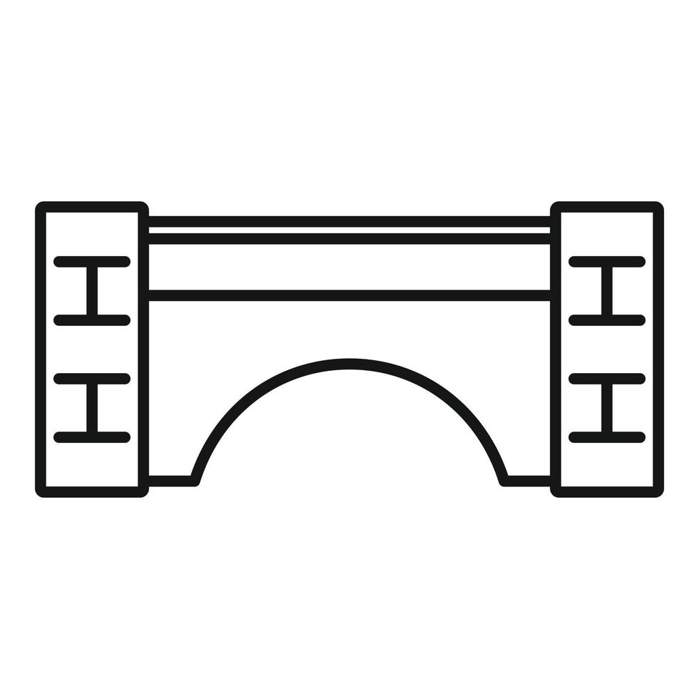 viejo, puente de piedra, icono, contorno, estilo vector