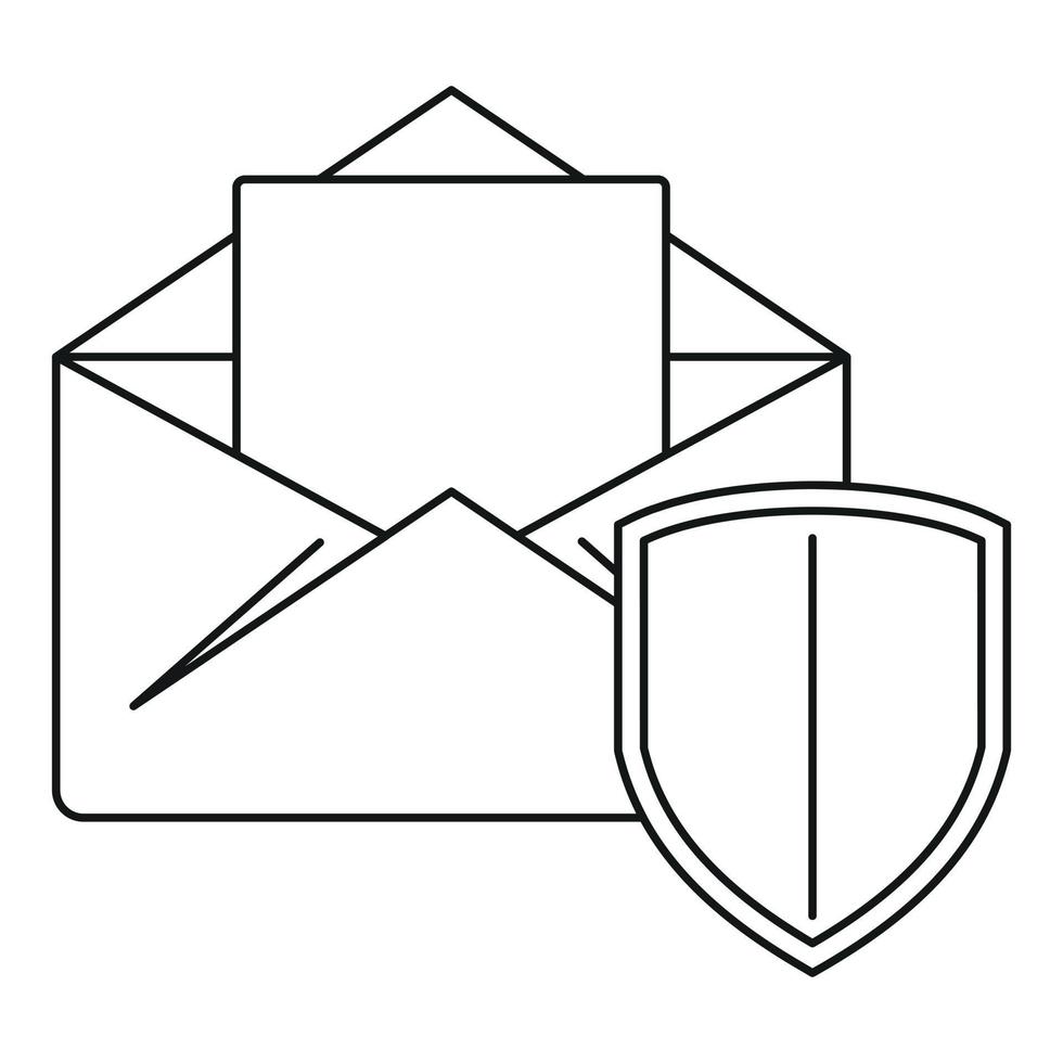 icono de correo seguro, estilo de contorno vector