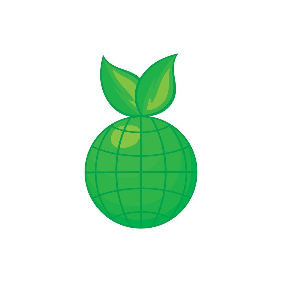 icono de planeta verde, estilo de dibujos animados vector