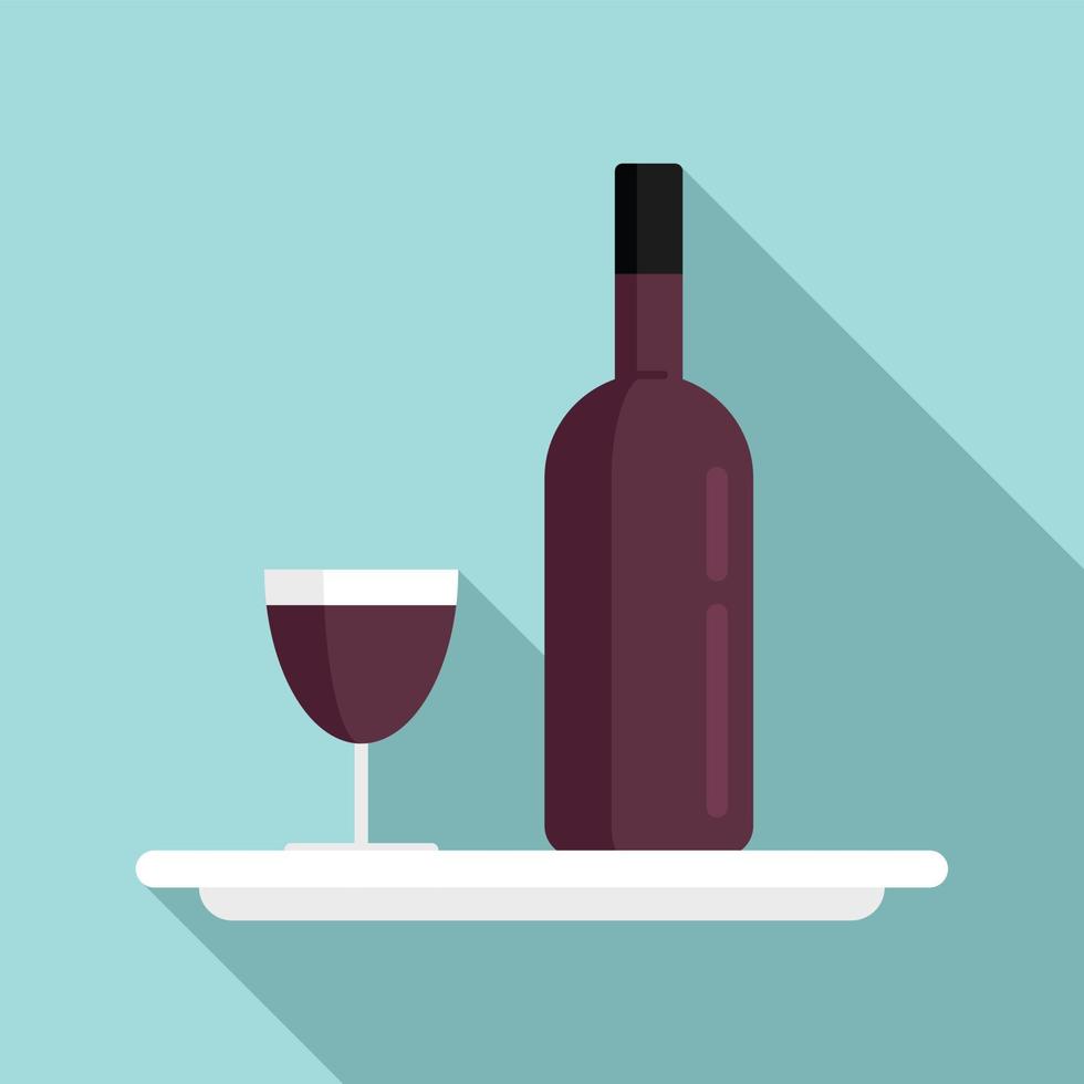 Icono de bandeja de botella de vino sumiller, estilo plano vector