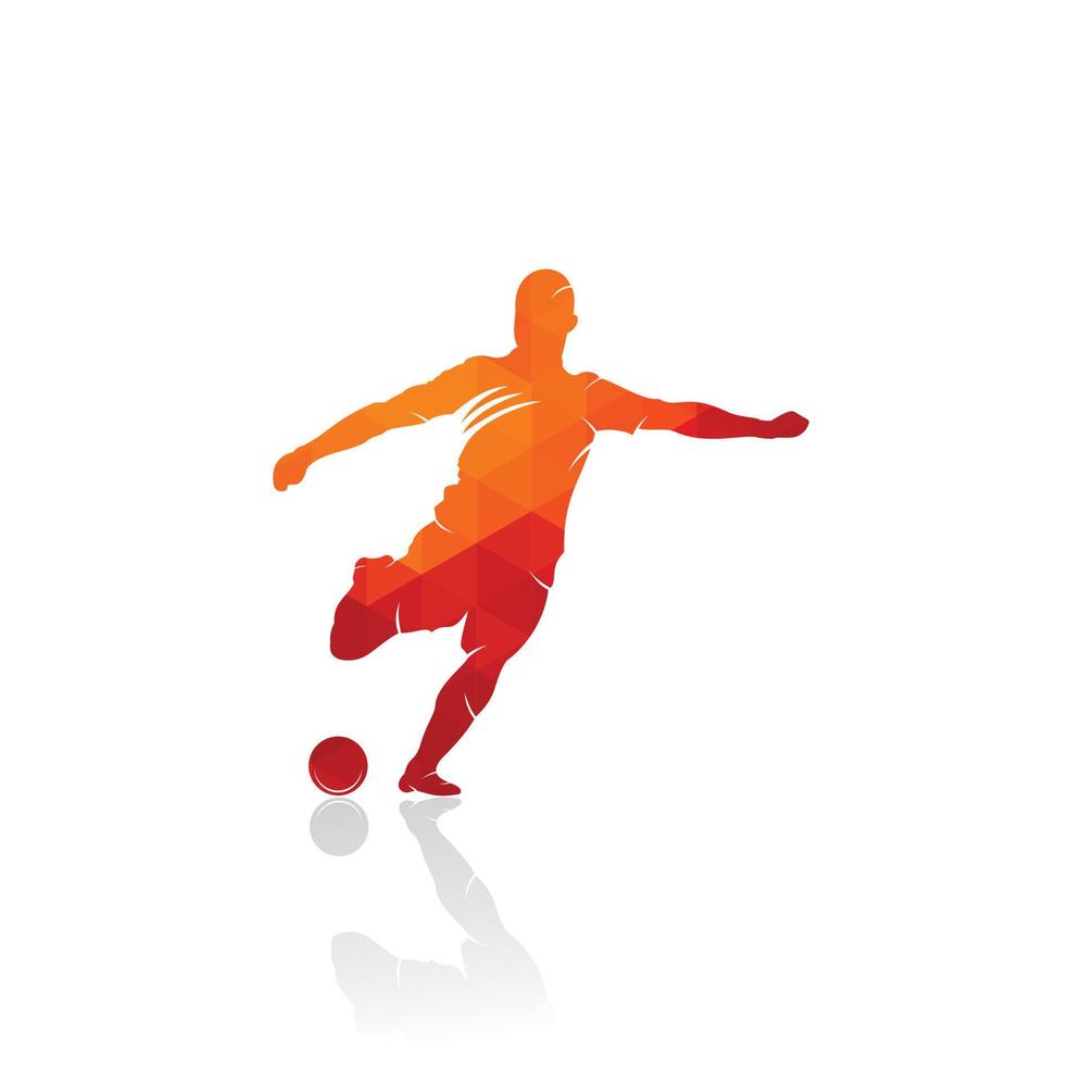 Vector de logotipo de hombre de jugador de fútbol y fútbol. silueta