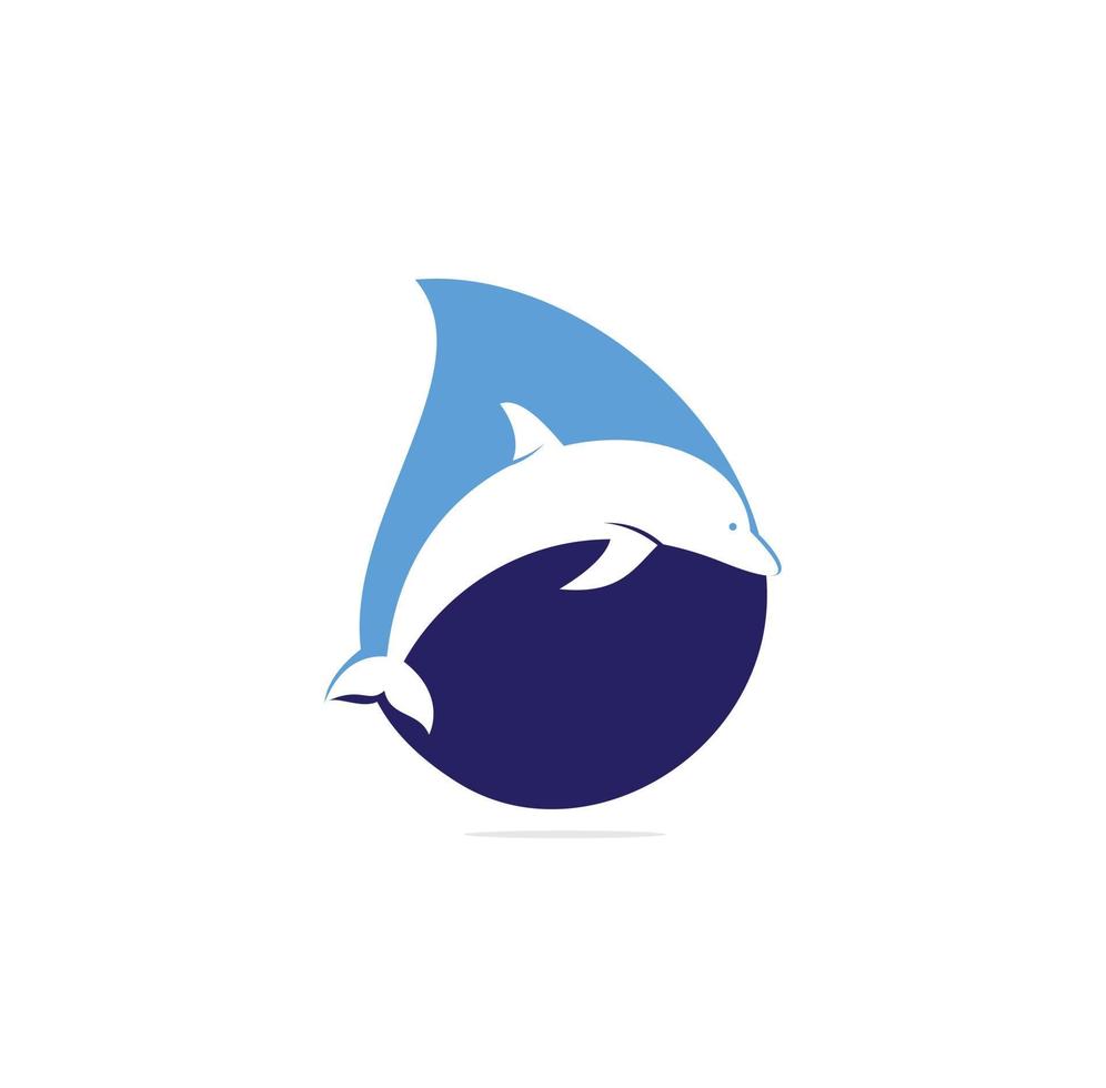 Dolphin drop shape concept vector logo design. Creative dolphin icon vector design template.