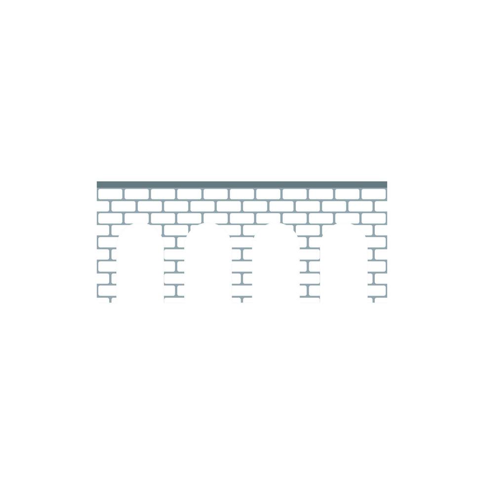 Brick arch bridge icon, flat style vector