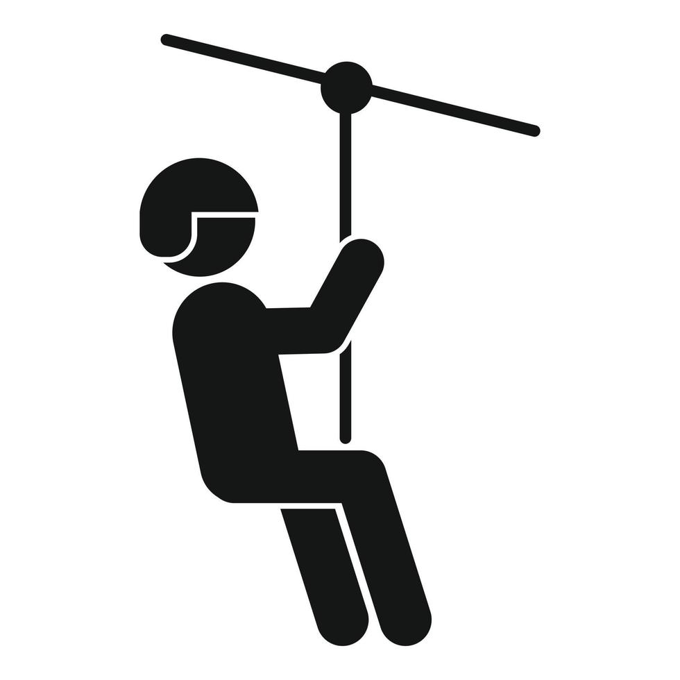 Funny zip line icon, simple style vector