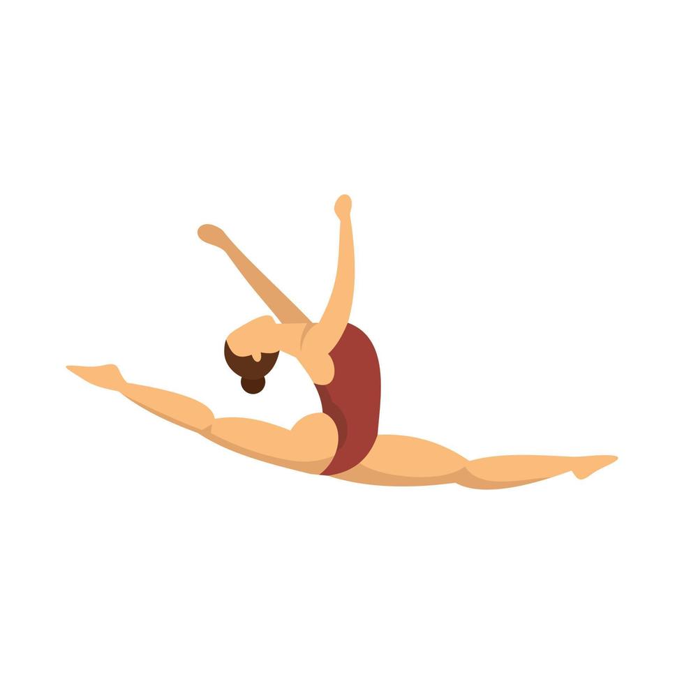 icono de gimnasia de niña de salto dividido, estilo plano vector