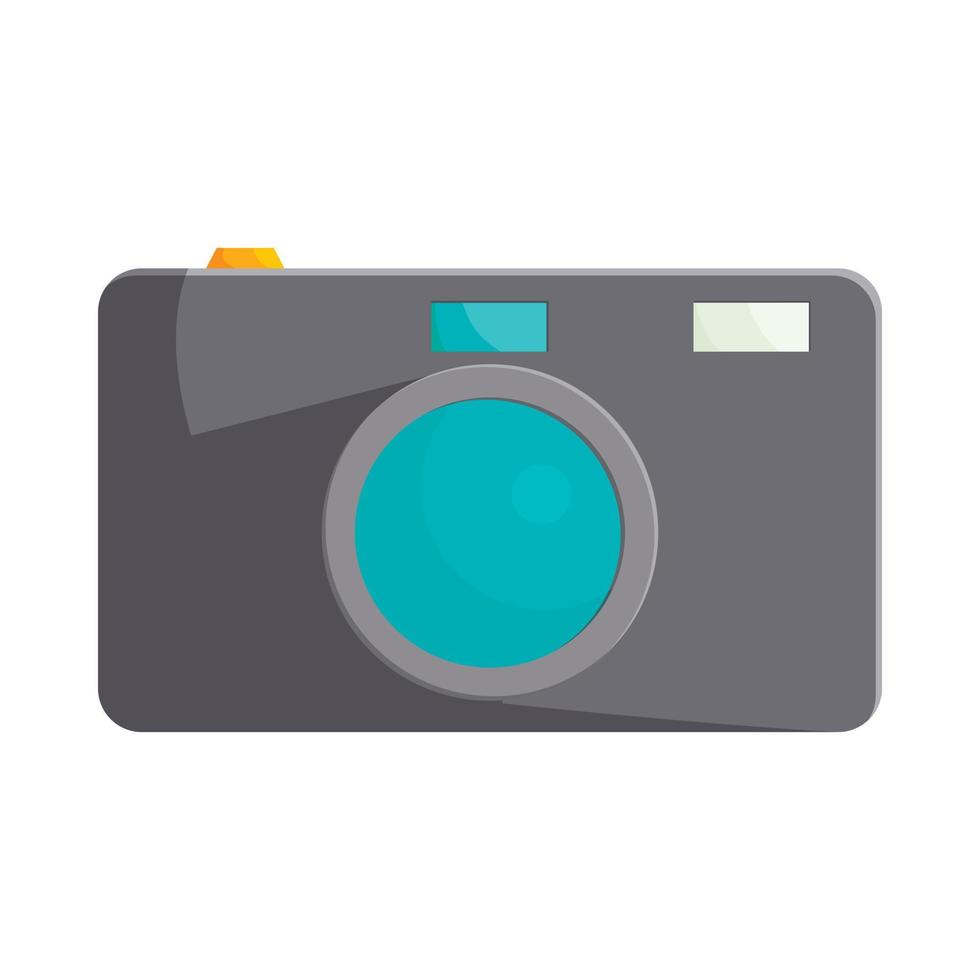 Black camera icon in cartoon style vector