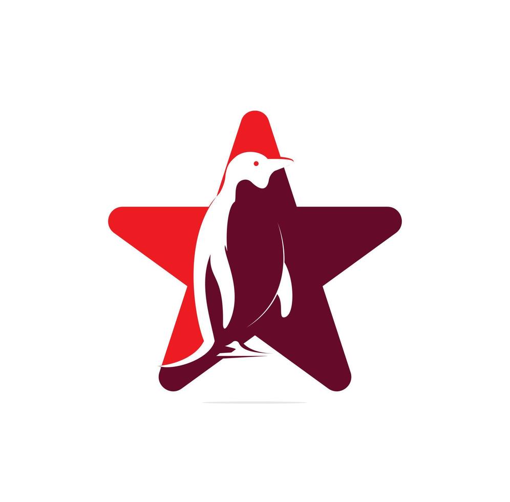 diseño de ilustración de icono de vector de plantilla de logotipo de concepto de forma de estrella de pingüino