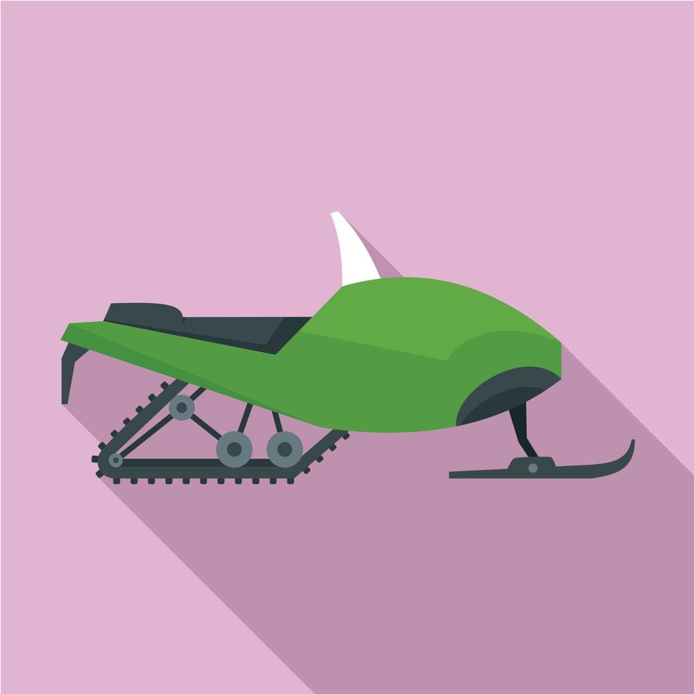 Mountain snowmobile icon, flat style vector