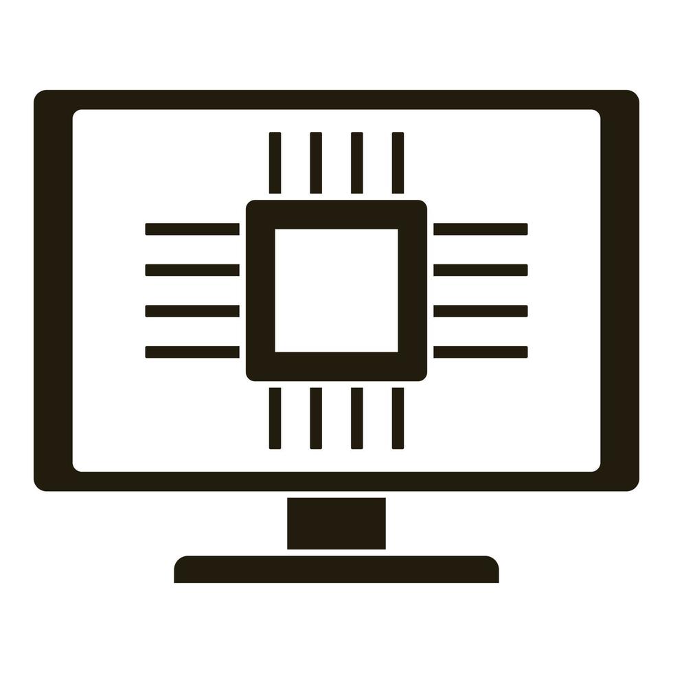 Smart computer processor icon, simple style vector