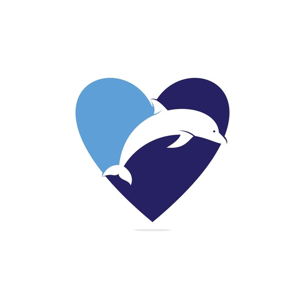 diseño del logotipo del vector del amor de los delfines. plantilla de diseño de icono de icono de delfín y corazón.