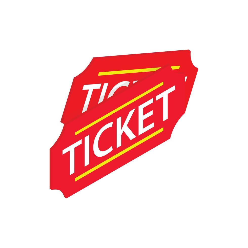 Two red tickets icon, isometric 3d style vector