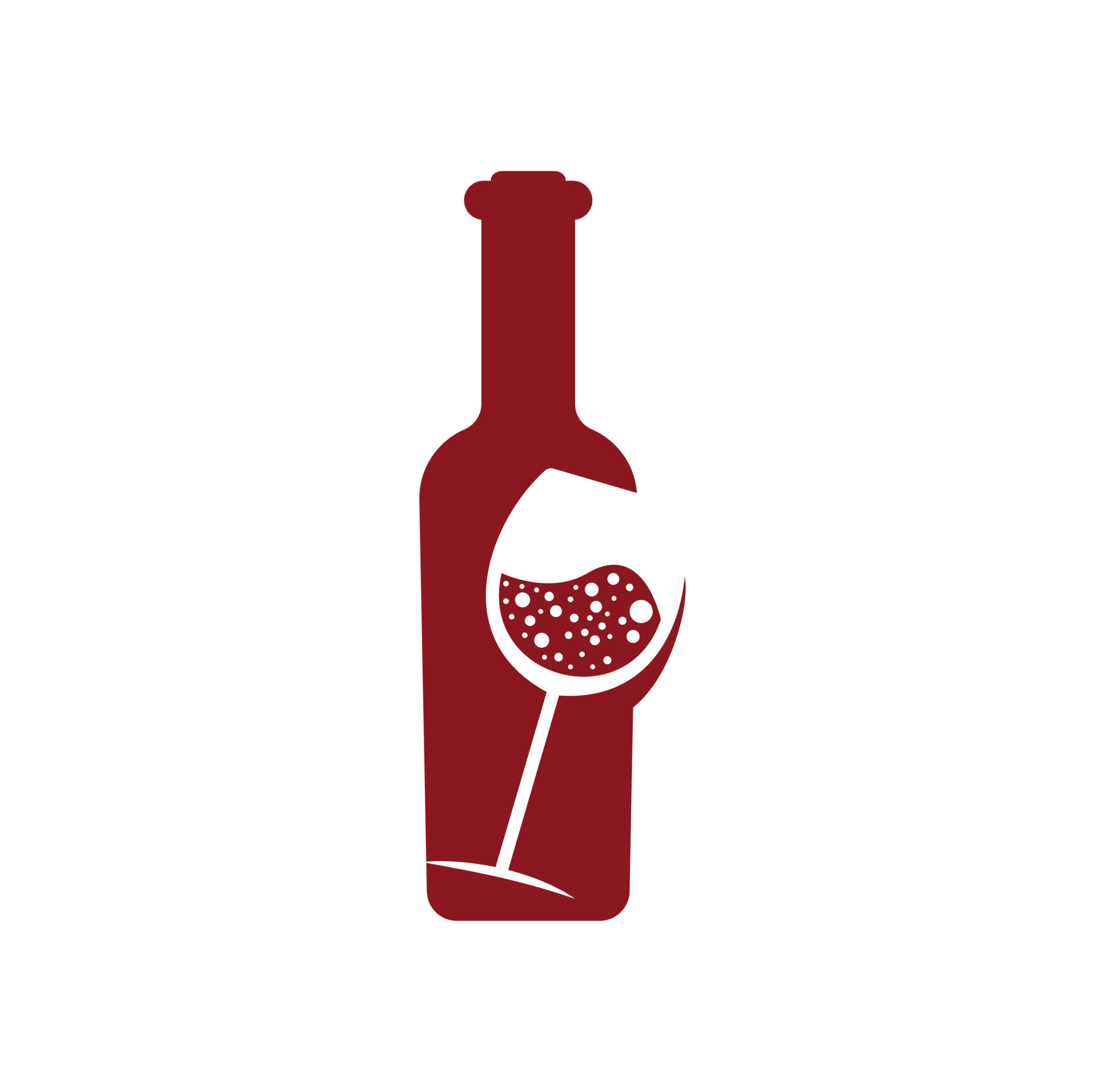 Vector wine label logo design template with wine glass and wine bottle