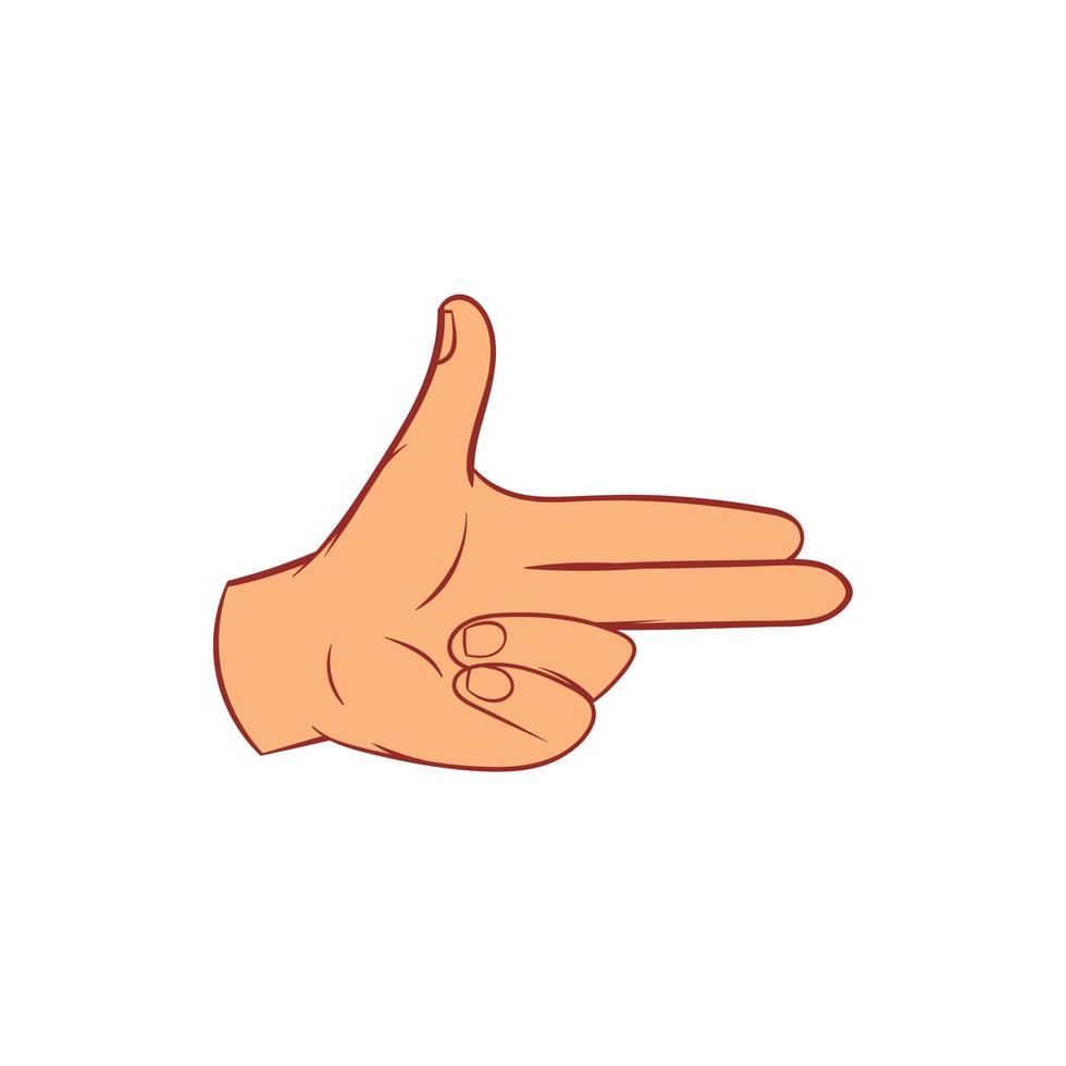 icono de mano de pistola en estilo de dibujos animados vector