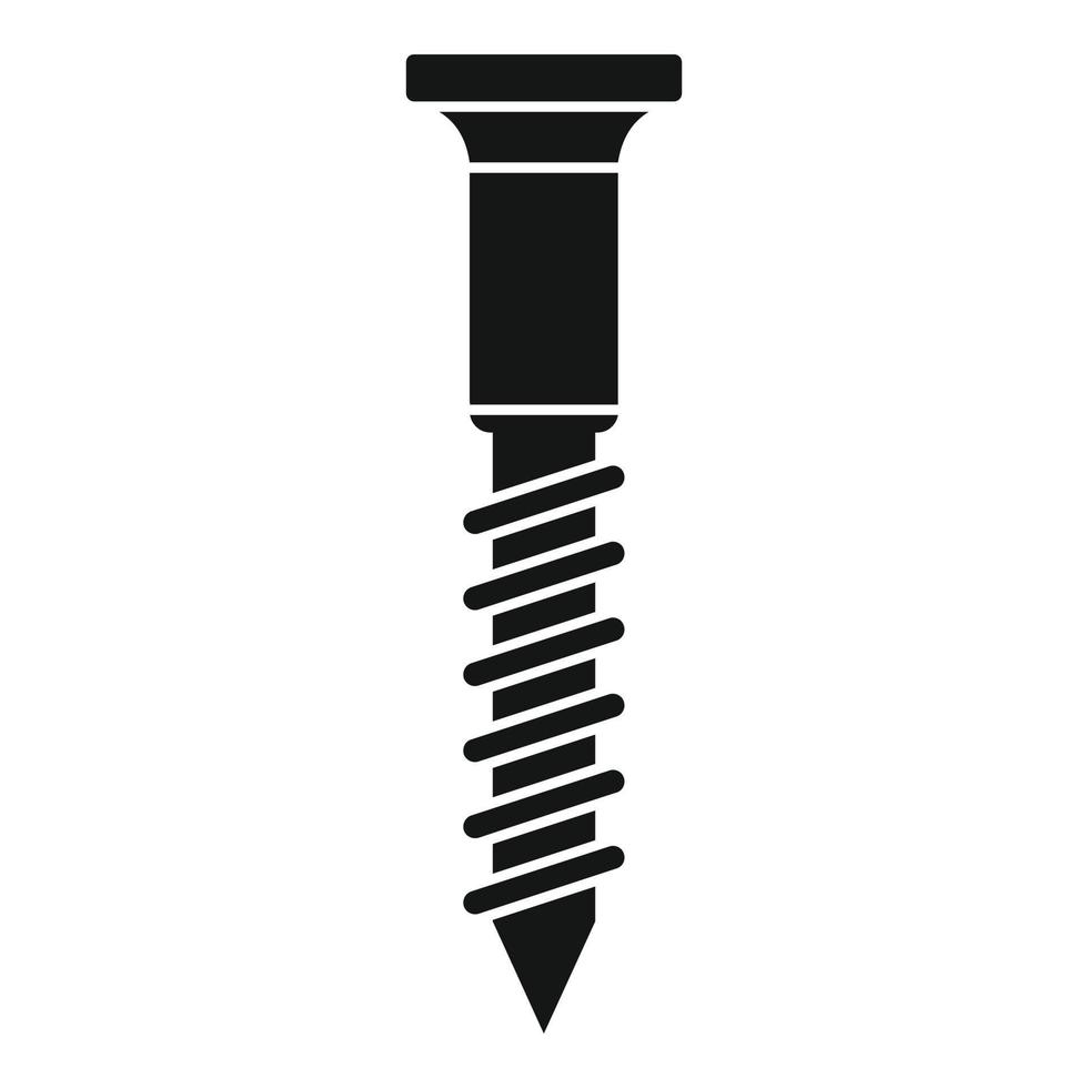 Wood screw bolt icon, simple style vector