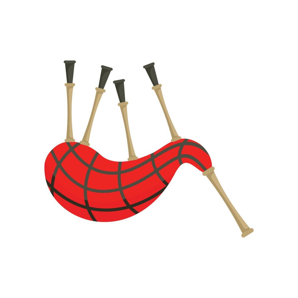 Scootish bagpipes icon, flat style vector