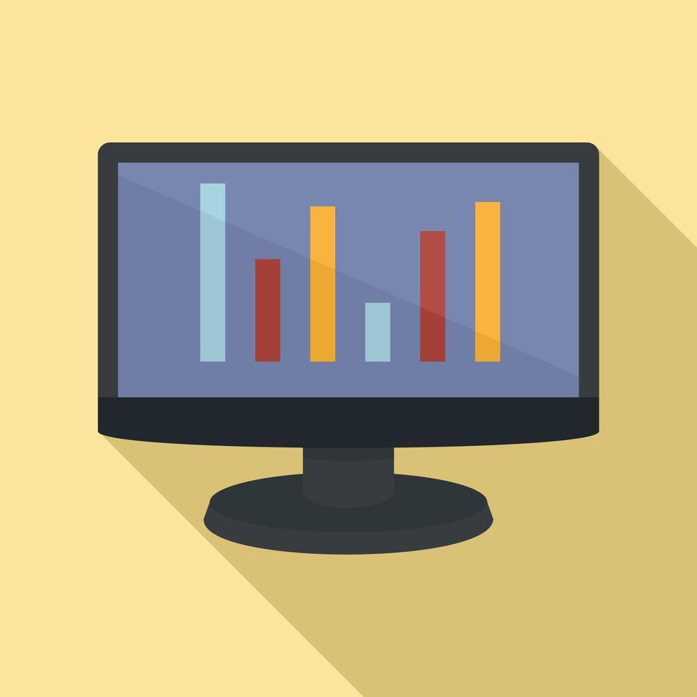 Chart on monitor icon, flat style 14621585 Vector Art at Vecteezy