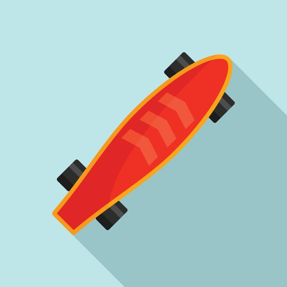 lindo icono de longboard, estilo plano vector