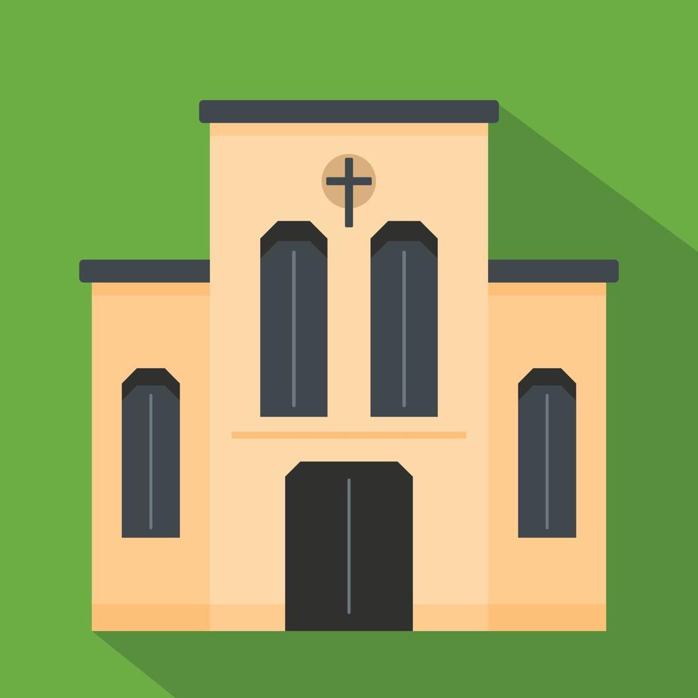 iglesia con icono de cruz, estilo plano vector