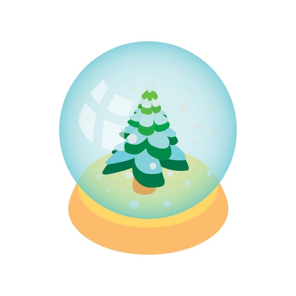 Crystal christmas ball icon, cartoon style vector