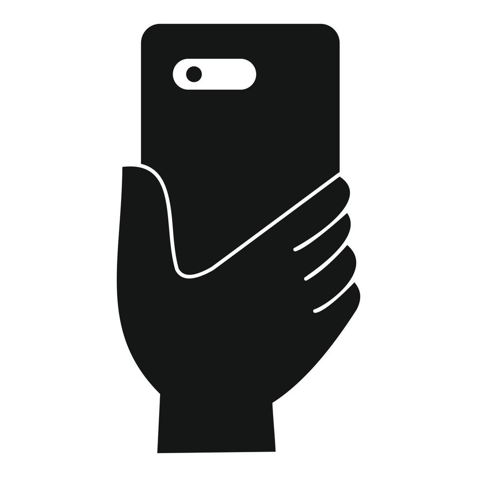 icono de teléfono inteligente en la mano, estilo simple vector