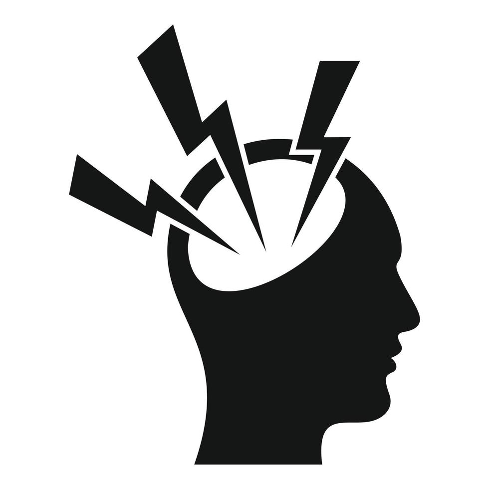 Thunderbolt stress icon, simple style vector