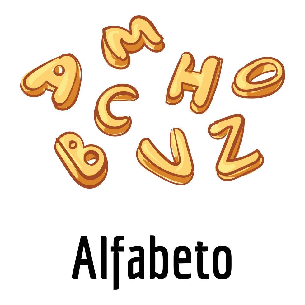 icono de pasta alfabeto, estilo de dibujos animados vector