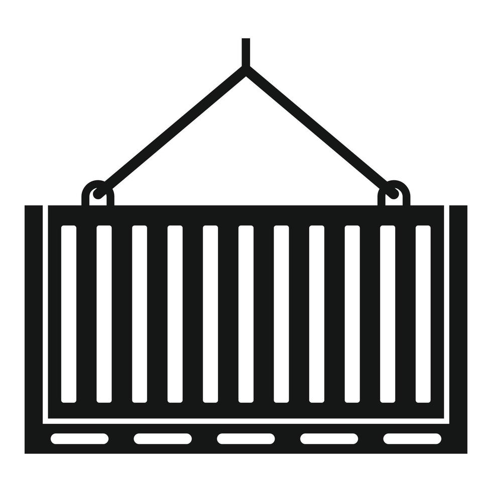 Port crane container box icon, simple style vector