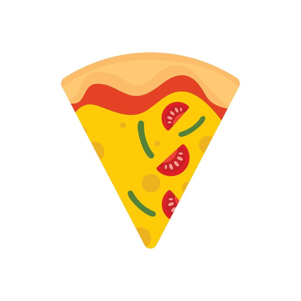 Slice of mozzarella pizza icon, flat style vector