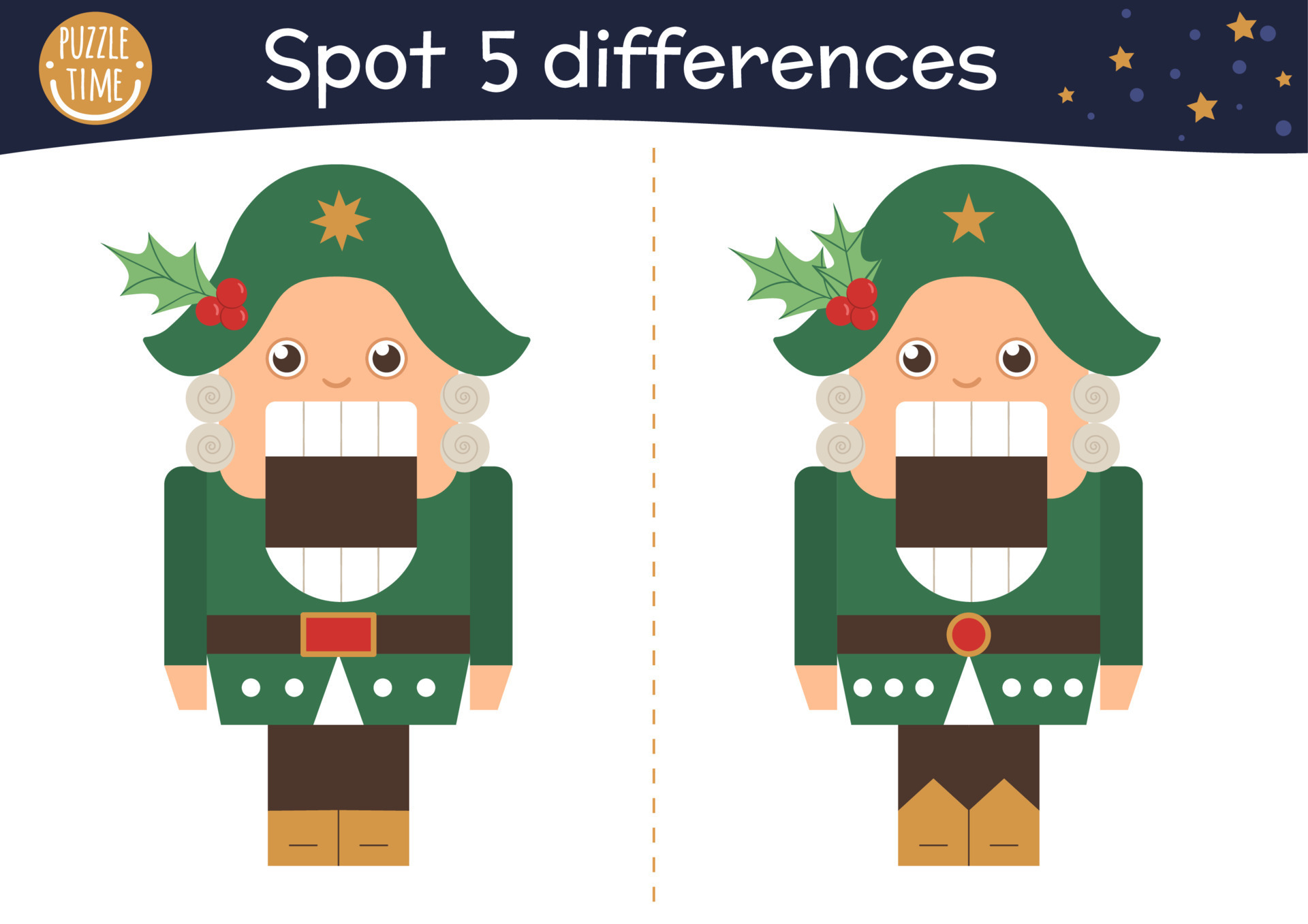 Christmas find differences game for children. Winter educational