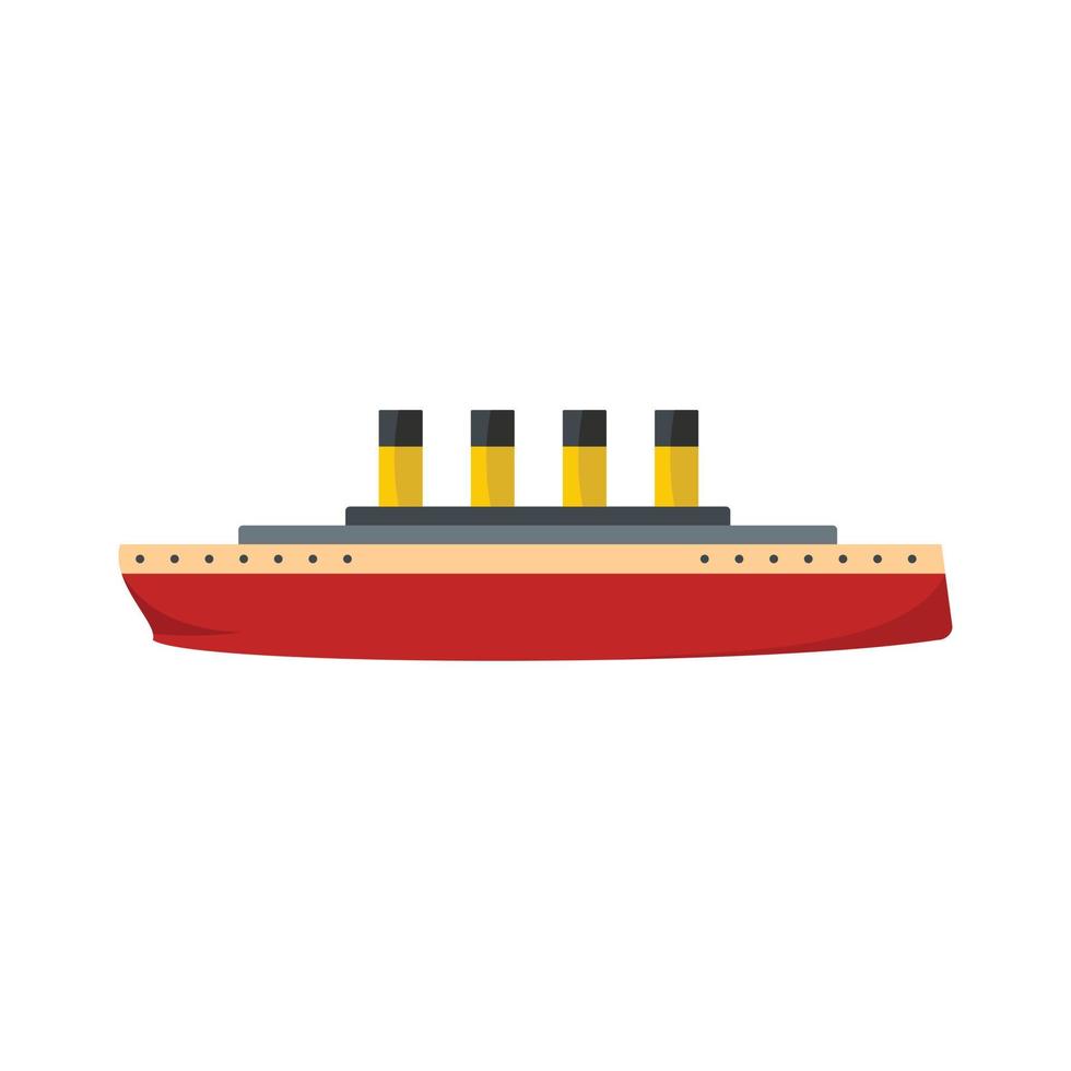 barco, retro, icono, plano, estilo vector