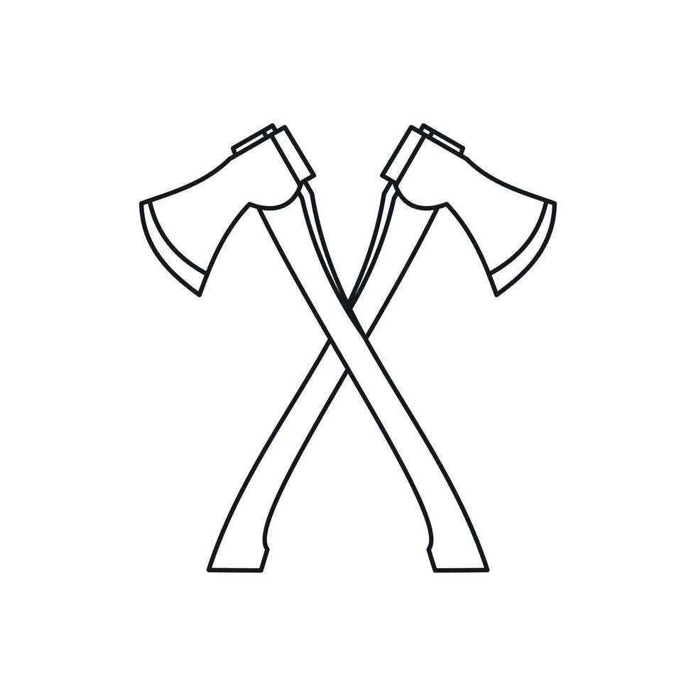 Lumberjack axes crossed icon, outline style vector