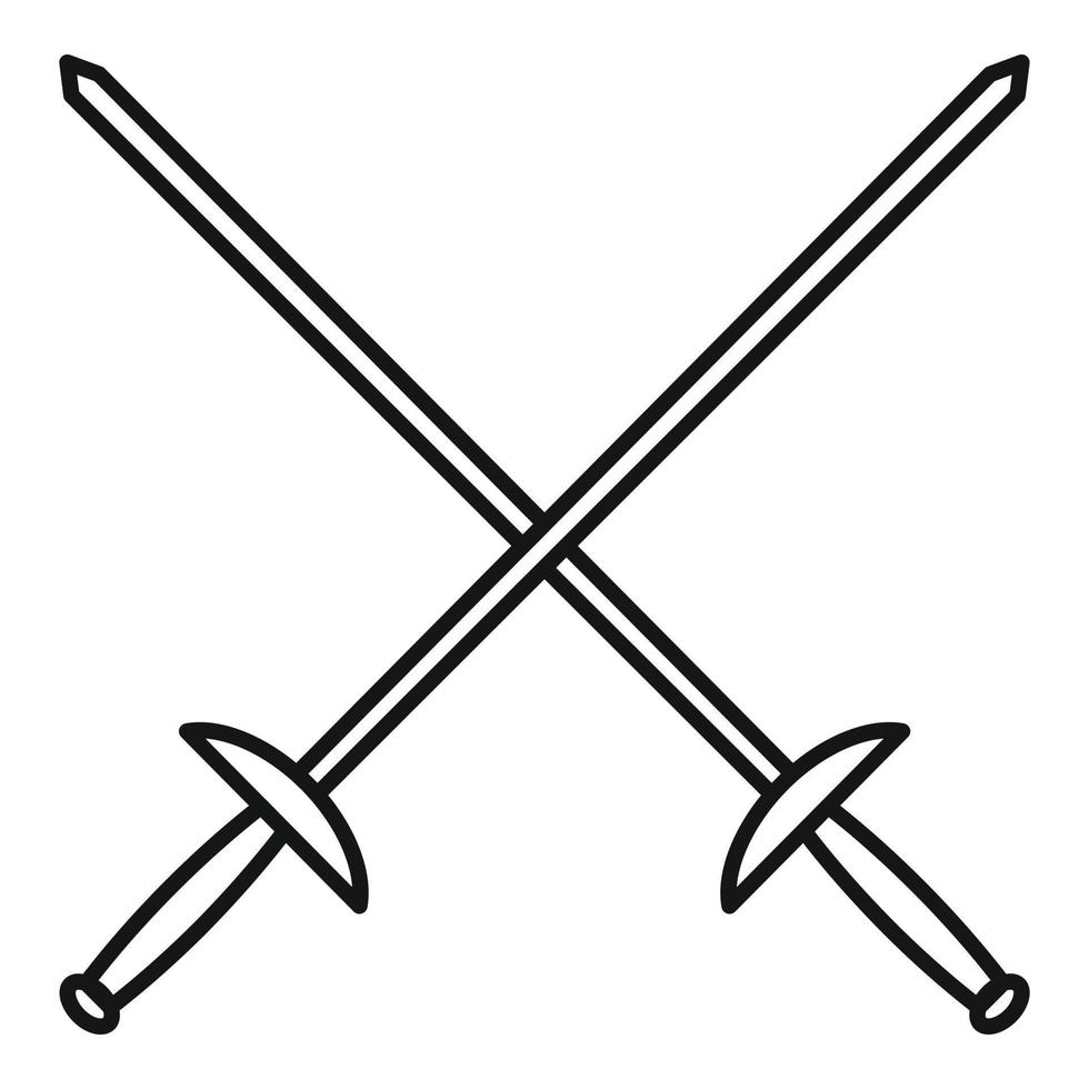 Crossed fencing sword icon, outline style 14621910 Vector Art at Vecteezy