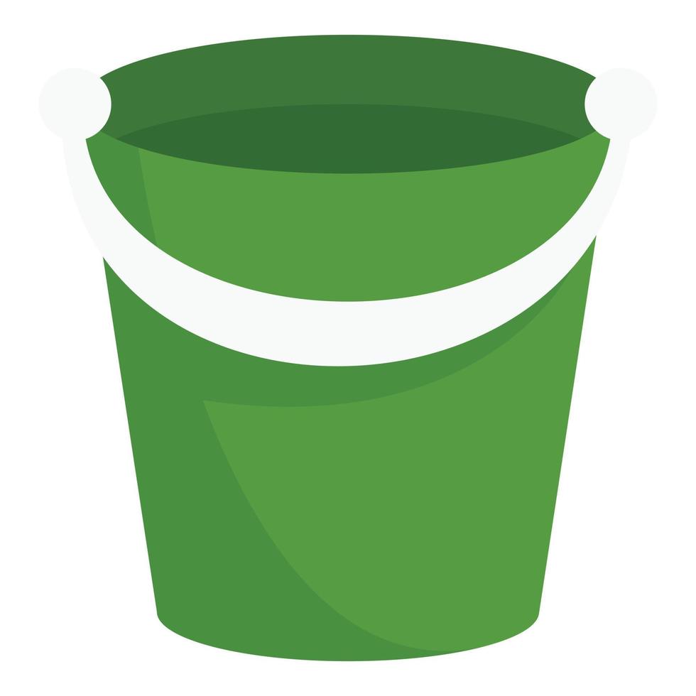 Green bucket icon, flat style vector