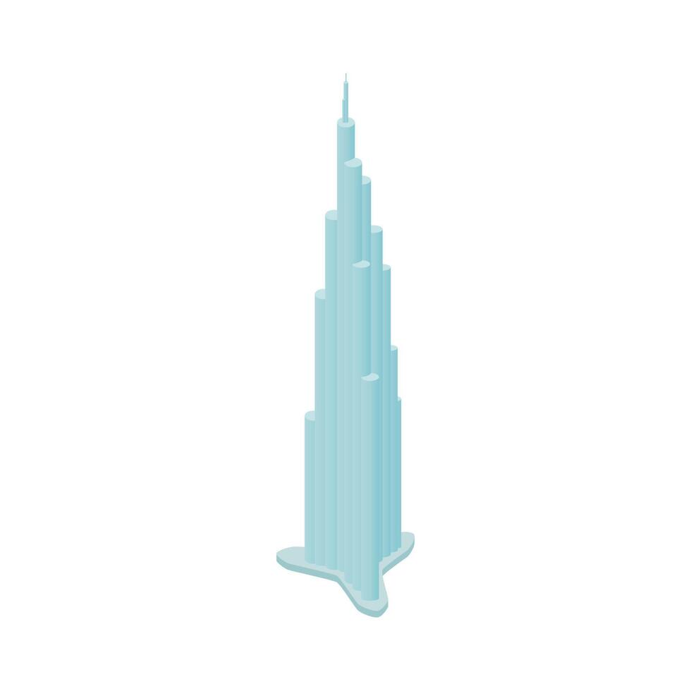 Burj Khalifa icon, isometric 3d style vector