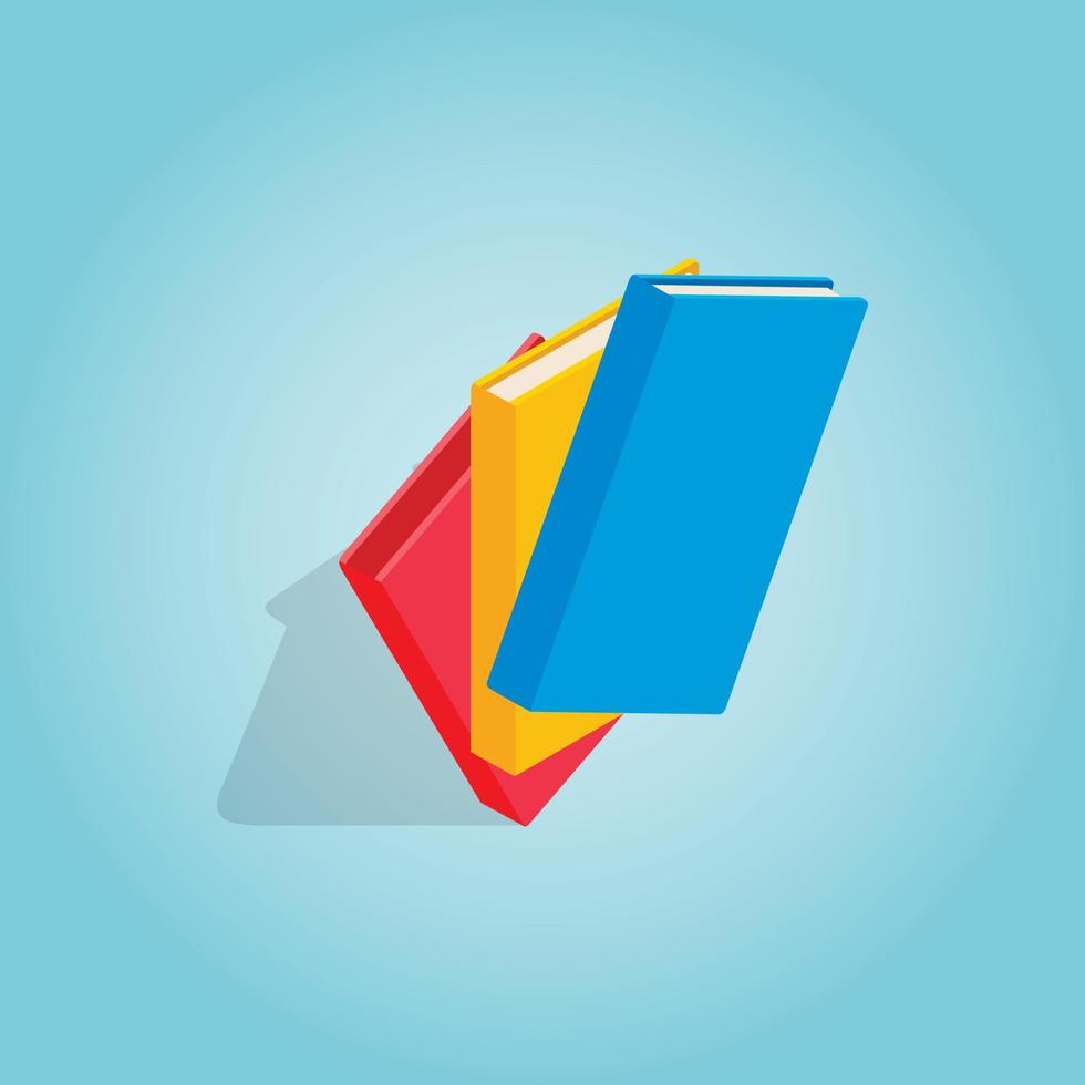 Three educational books icon, isometric 3d style vector