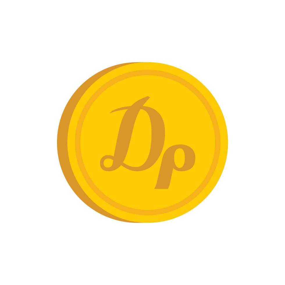 moneda de oro con icono de signo de dracma, estilo plano vector