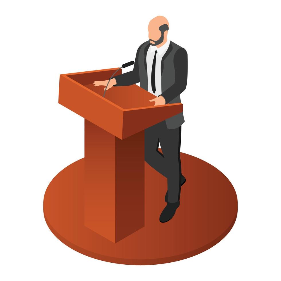 Political speaker icon, isometric style vector