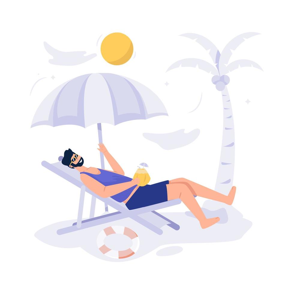 Enjoy sunbath summer beach vacation illustration vector