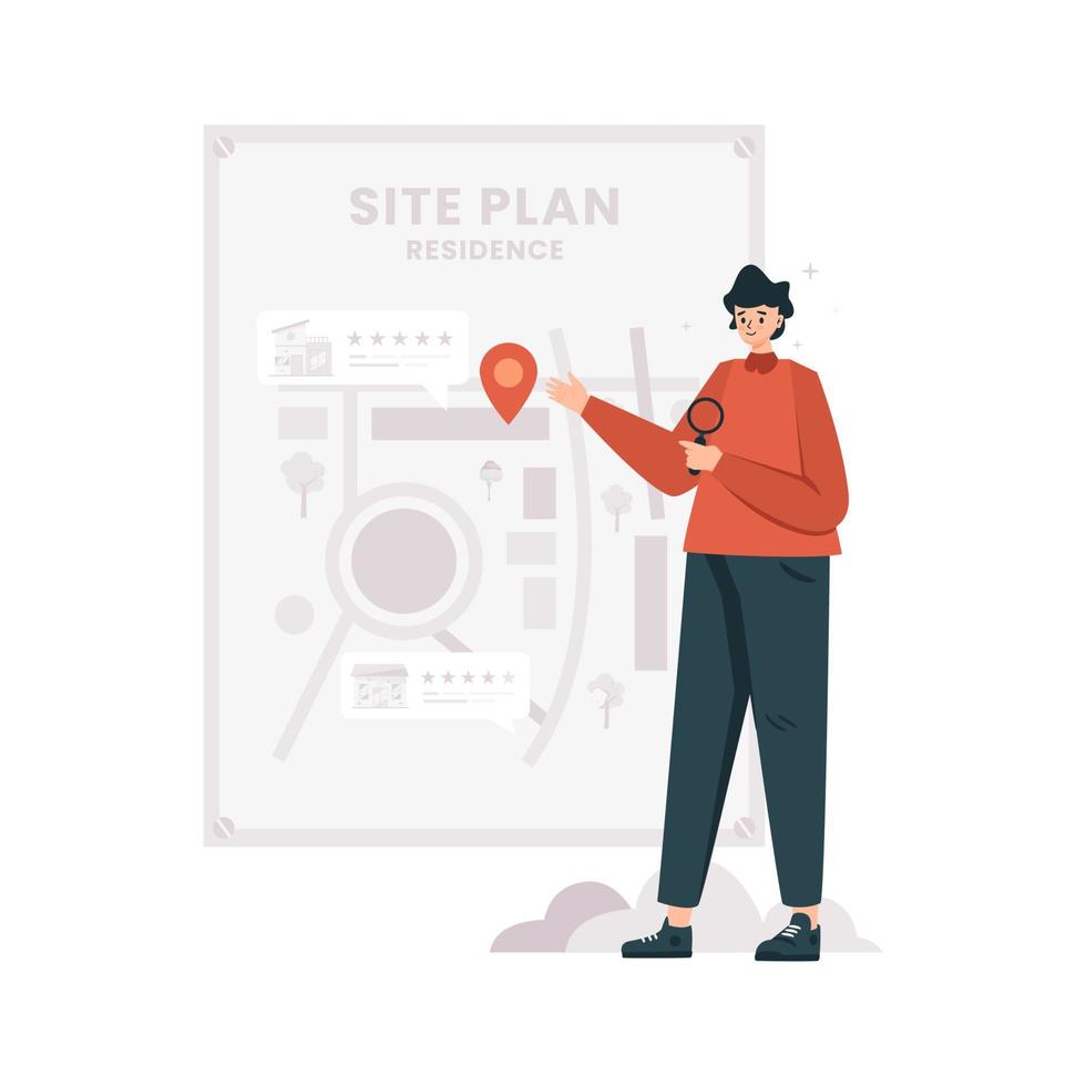 Flat design residential project site plan information vector