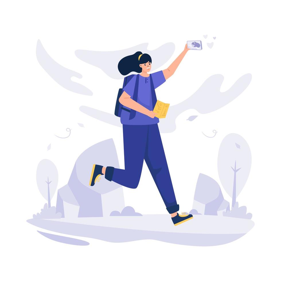 Traveler vlogger nature exploration illustration vector