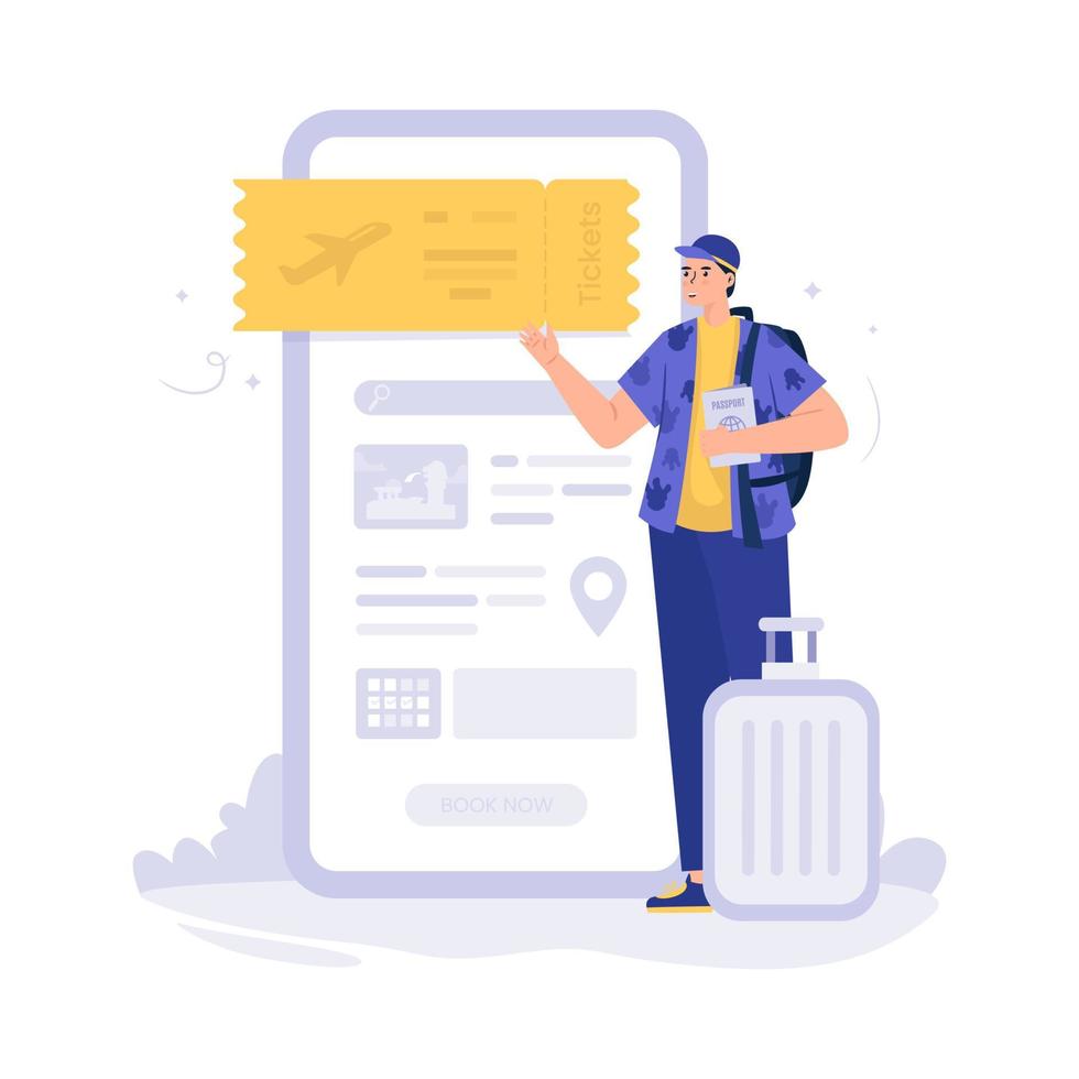 Booking flight travel tickets online illustration vector