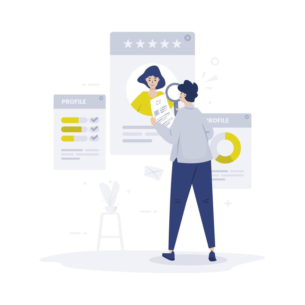 Candidate profile recruitment review illustration design vector